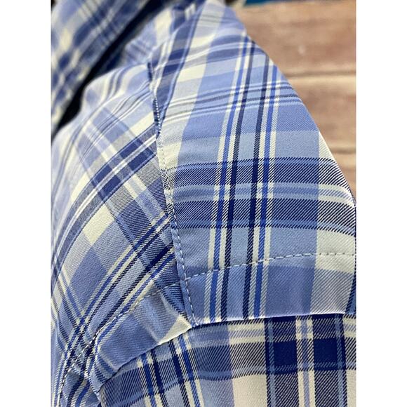 Polo Ralph Lauren Blue Plaid Nylon Blend Shirt Size XL Long Sleeve Performance - Picture 8 of 8